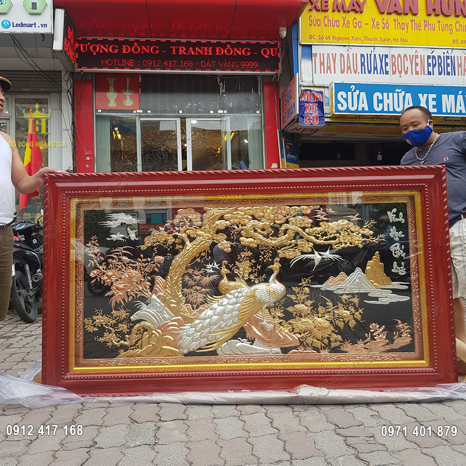 Tranh Đồng Vinh Hoa Ph&uacute; Qu&yacute; Mạ V&agrave;ng Mạ Bạc 1M97